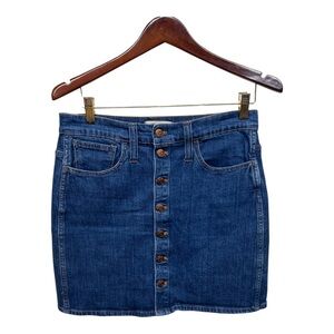 Madewell Button-Front Denim Cotton Skirt 29 Medium Wash